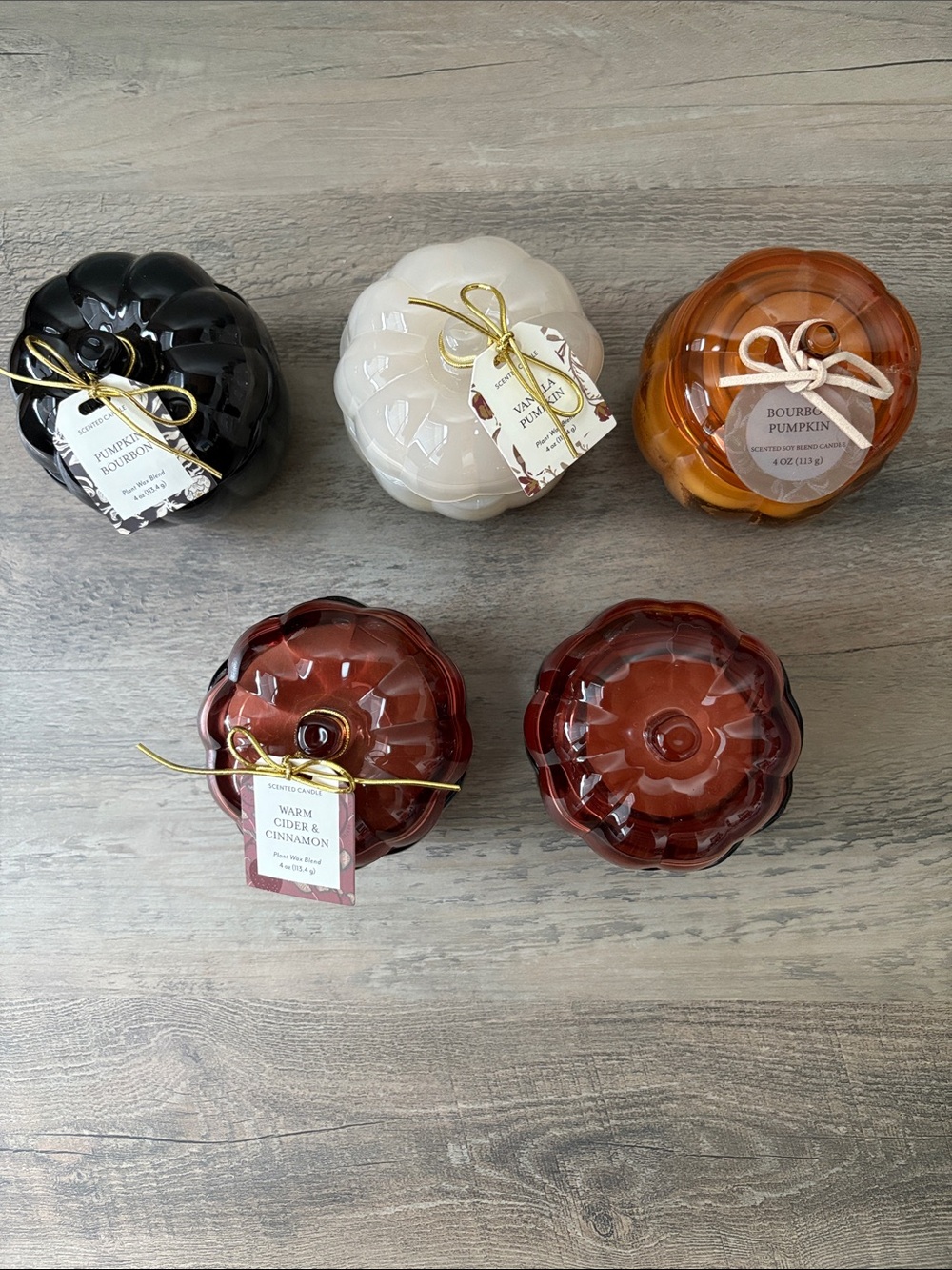 Lot of 5 Target Assorted Glass Pumpkin Candles - Picture 2 of 3